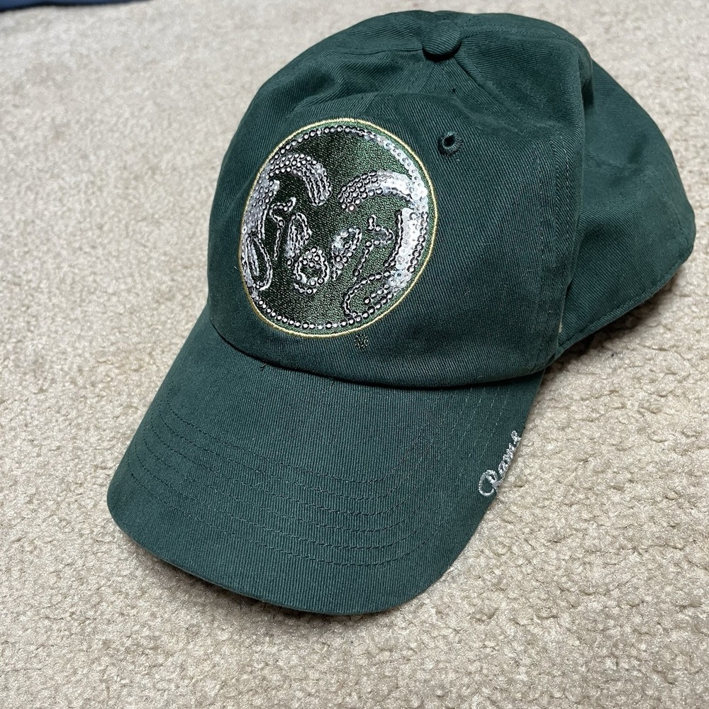 Colorado State Rams Aggie Hat Cap '47 Brand Size Large CSU Green Logo sequin